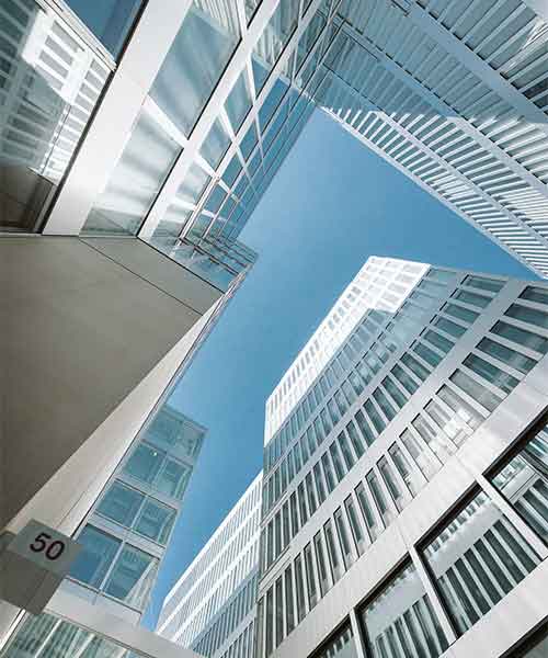 glassy building with low shot